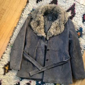 90s XOXO Penny Lane Suede Fur Coat